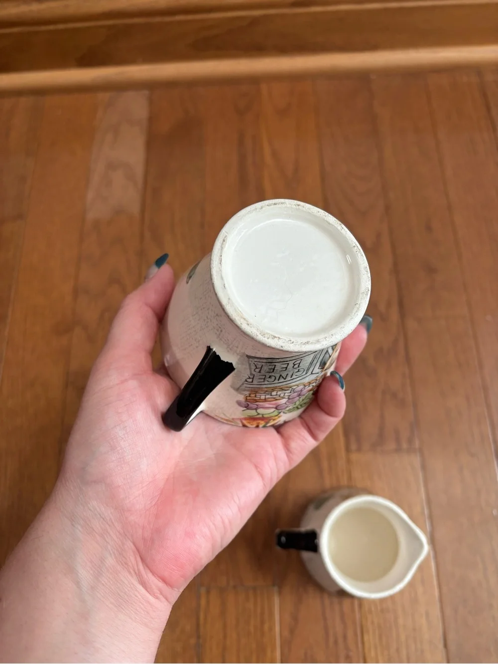 Vintage Cream and Sugar Bowl with At the Market Motif